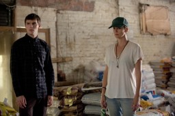 Nicholas Hoult, left, as Lyle Wirth and Charlize Theron as Libby Day in a scene from the motion picture "Dark Places." Credit: Doane Gregory, A24 [Via MerlinFTP Drop]